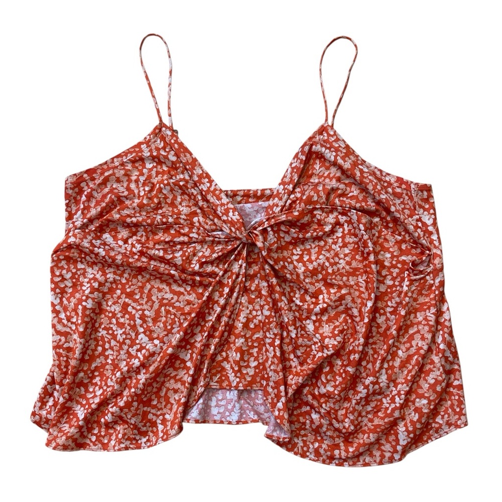 Anthropologie Orange Floral Crop Top